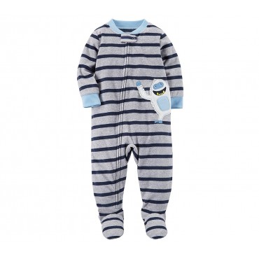 Carters - Boys Grey Striped Yeti Onesie Pyjamas