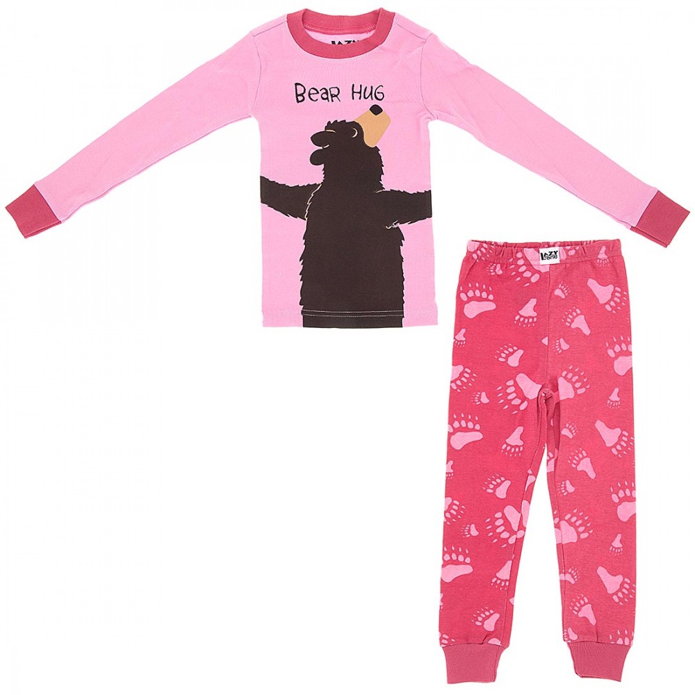 LazyOne - Girls Pink Bear Hug Pyjamas LazyOne - Girls Pink Bear Hug Pyjamas