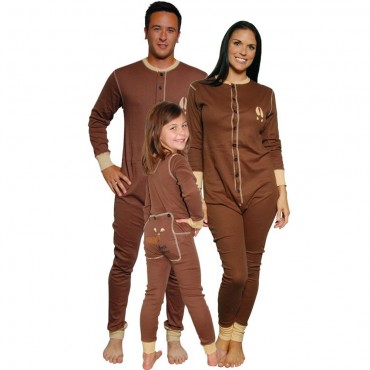 Adult - Brown Moose Caboose Cotton Onesie Pjs