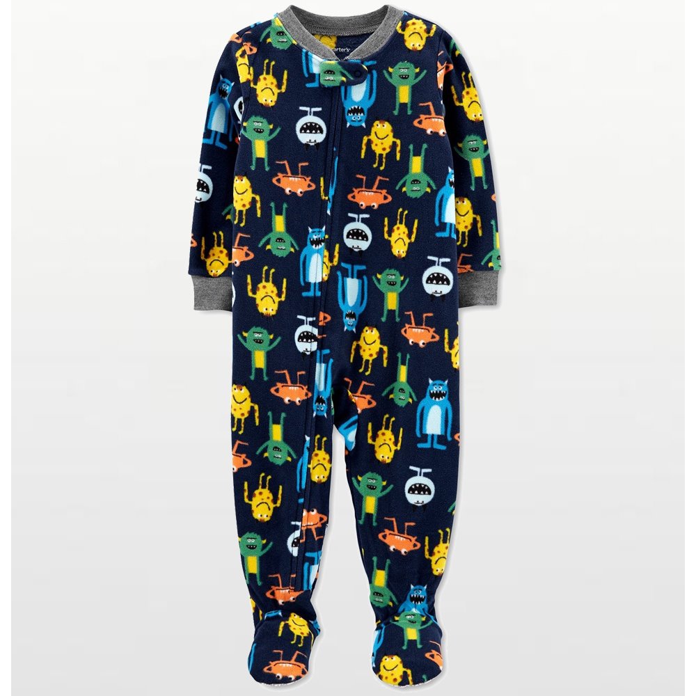 Carters - Boys Navy Monsters Microfleece Onesie Pyjamas 