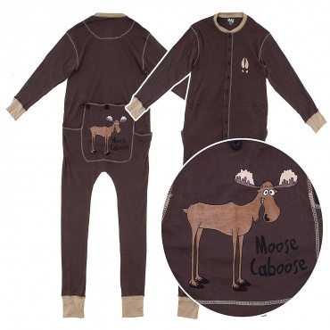 Children's - Brown Moose Caboose Onesie Cotton Pj's