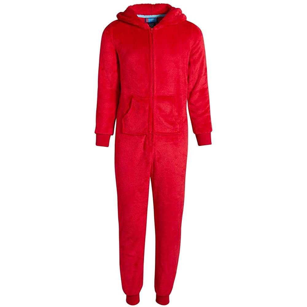 Boys Red Cyclops Hooded Footless Onesie| Practically Perfect Pyjamas