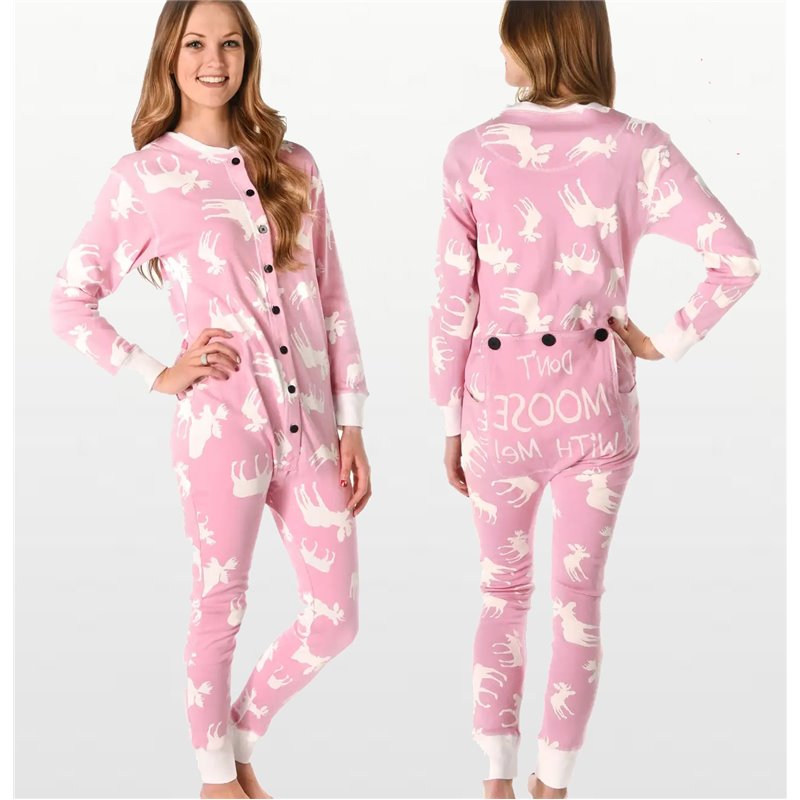 Lazy One - Adult Pink " Don't Moose with Me" Cotton Flapjack