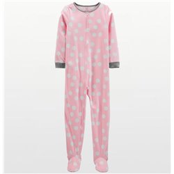 Carters - Girls Pink Polka Dot Microfleece Onesie Pyjamas
