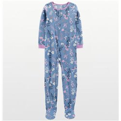 Carters - Girls Mauve Floral Microfleece Onesie Pyjamas