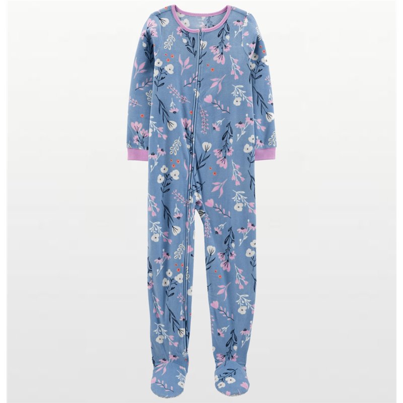 Carters - Girls Mauve Floral Microfleece Onesie Pyjamas