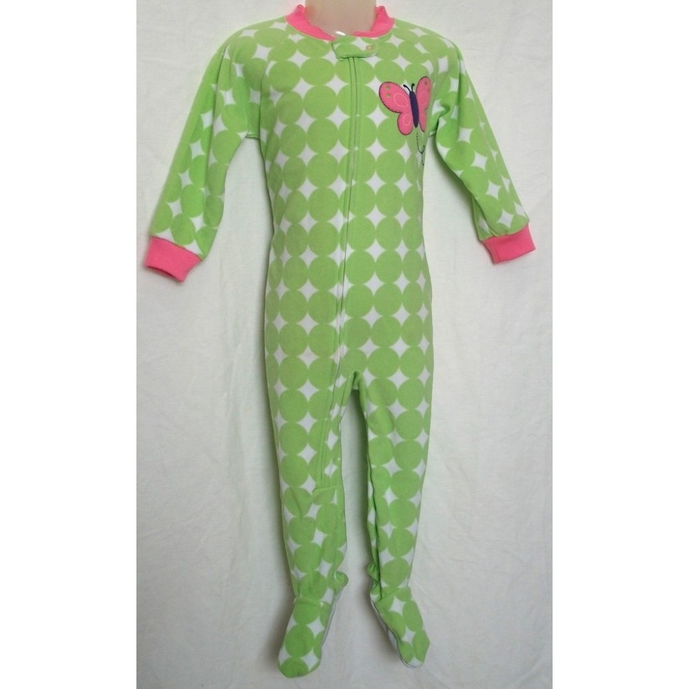 Carters - Girls Green Spots with Butterfly Microfleece Onesie Pyjamas