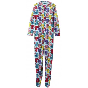 Fleece Footed Pyjamas Onesie - Multcolored Ducks