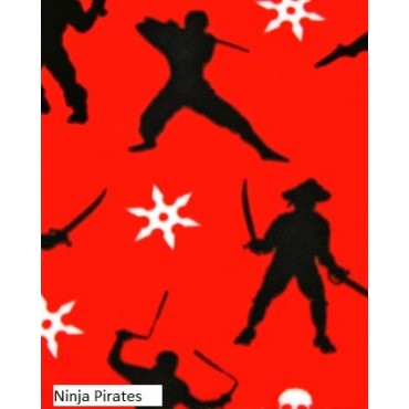 Adult - Fleece Onesie - Red Ninja Pirate Print with Drop Seat
