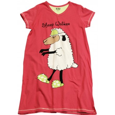 Womens - Sheep Walker V-Neck Nightshirt 100% Cotton