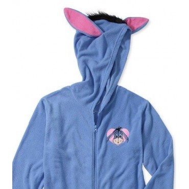 Disney -  Eeyore Fleece Footed Onesie with Hood