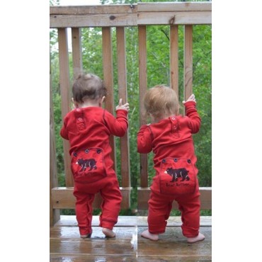 Babies - Red Bear Bottom Onesie Cotton Pj's