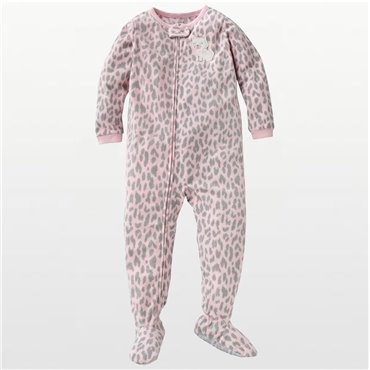 Carters - Girls Pink Kitty Cat Microfleece Onesie Pyjamas