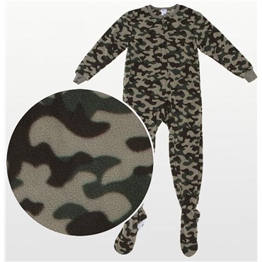 Boys -  Fleece Onesie Pyjamas - Green Camoflague Print