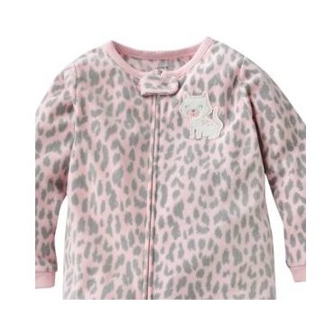 Carters - Girls Pink Kitty Cat Microfleece Onesie Pyjamas