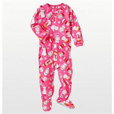 Carters - Girls Pink Snowgirl Microfleece Onesie Pyjamas