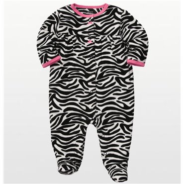 Carters - Girls Zebra Print Microfleece Onesie Pyjamas