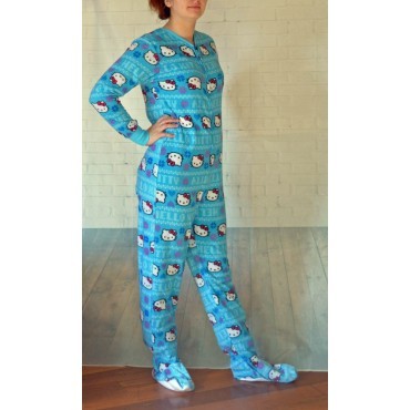 Hello Kitty - Blue Fleece Footed Onesie Pyjamas