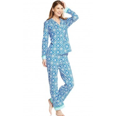 Womens  Blue Jewel - 2 piece Jersey Pyjama Set