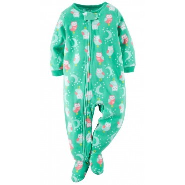 Carters - Girls Green Owls Microfleece Onesie Pyjamas