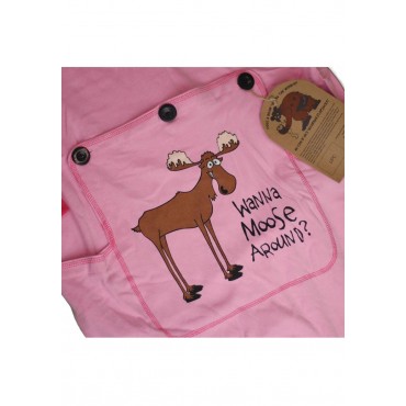 Adult - Pink "Want to Moose Around" Onesie Cotton Pj's