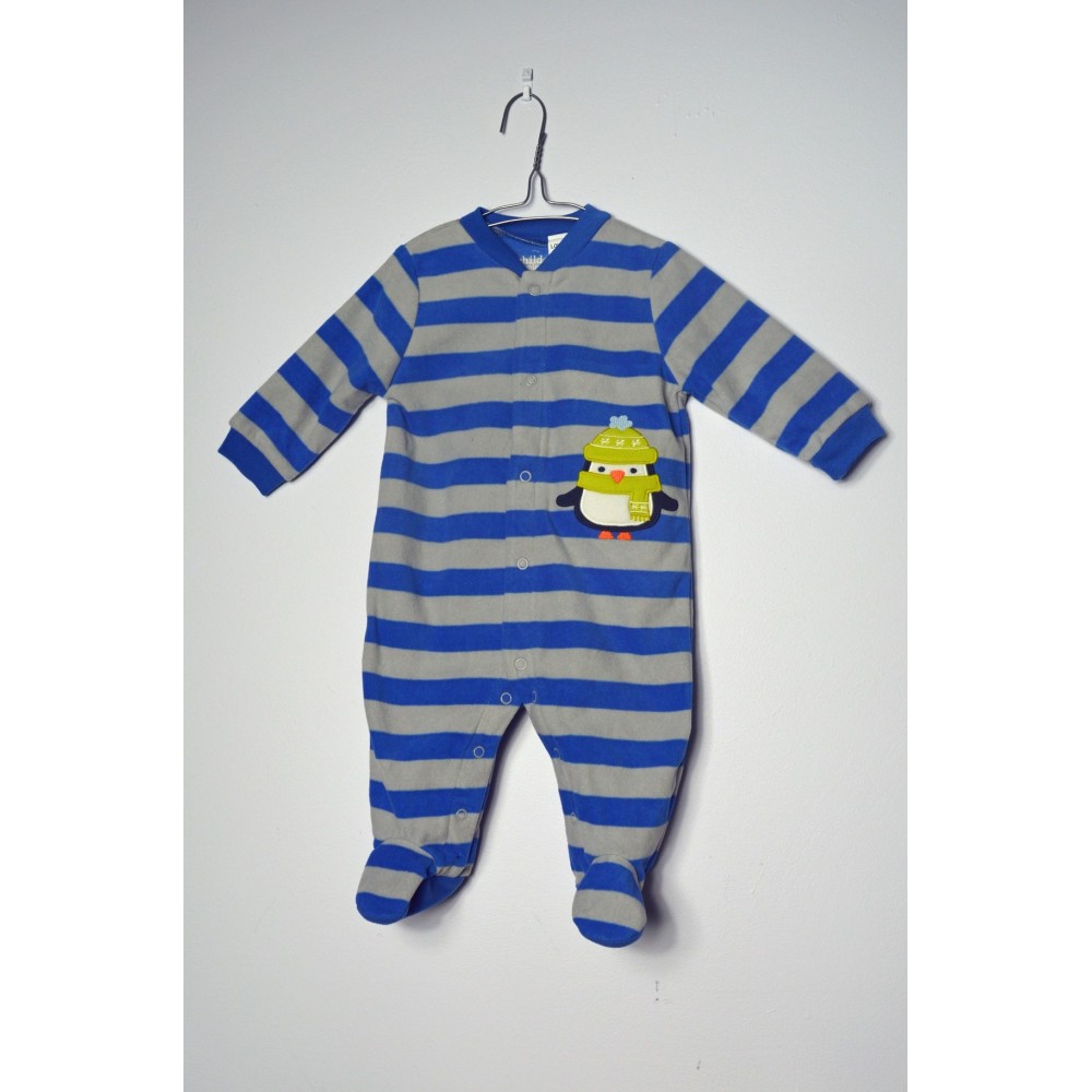 Child of Mine by Carters - Boys Stripe Penguin Microfleece Onesie Pyjamas